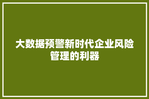 大数据预警新时代企业风险管理的利器  第1张