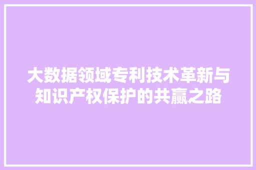 大数据领域专利技术革新与知识产权保护的共赢之路