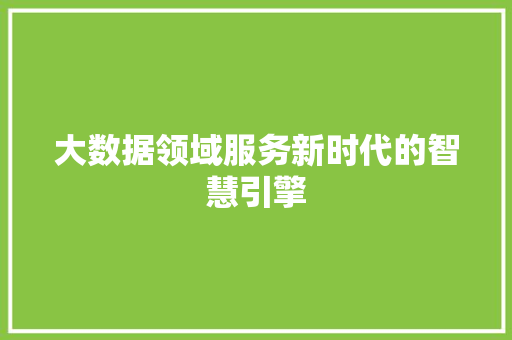 大数据领域服务新时代的智慧引擎  第1张