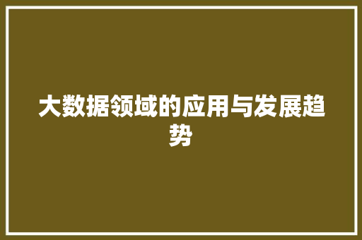 大数据领域的应用与发展趋势  第1张