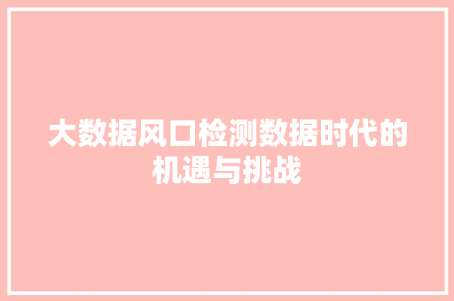 大数据风口检测数据时代的机遇与挑战  第1张