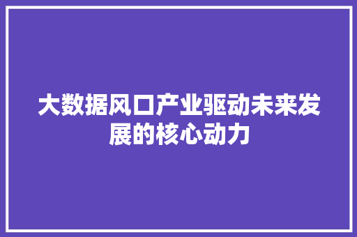 大数据风口产业驱动未来发展的核心动力  第1张