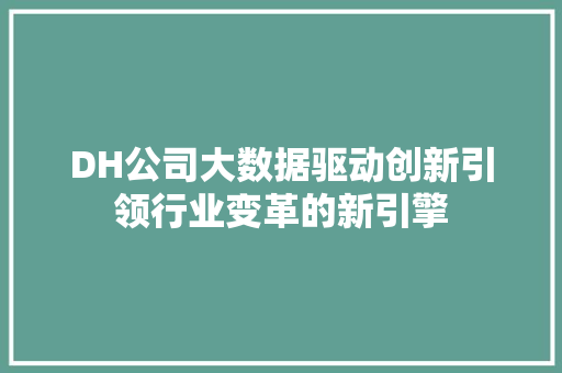 DH公司大数据驱动创新引领行业变革的新引擎