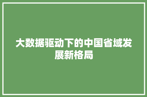 大数据驱动下的中国省域发展新格局  第1张