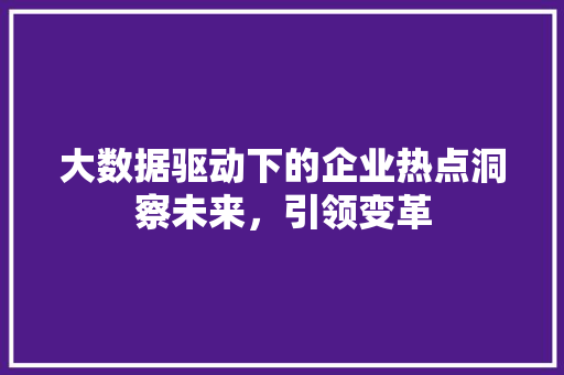 大数据驱动下的企业热点洞察未来，引领变革  第1张