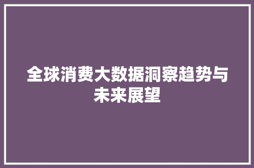 全球消费大数据洞察趋势与未来展望  第1张