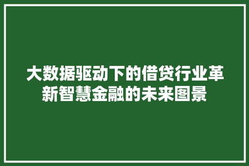 大数据驱动下的借贷行业革新智慧金融的未来图景