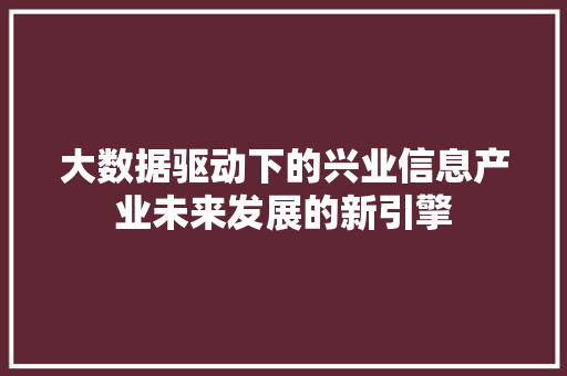 大数据驱动下的兴业信息产业未来发展的新引擎