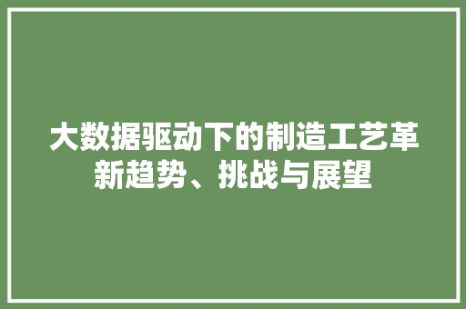大数据驱动下的制造工艺革新趋势、挑战与展望