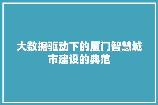 大数据驱动下的厦门智慧城市建设的典范