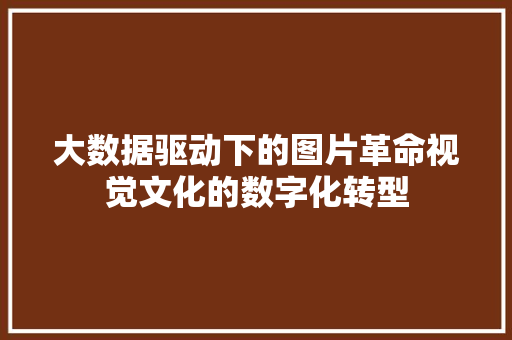 大数据驱动下的图片革命视觉文化的数字化转型
