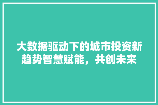 大数据驱动下的城市投资新趋势智慧赋能，共创未来  第1张