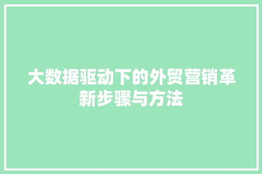 大数据驱动下的外贸营销革新步骤与方法  第1张
