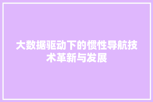 大数据驱动下的惯性导航技术革新与发展  第1张