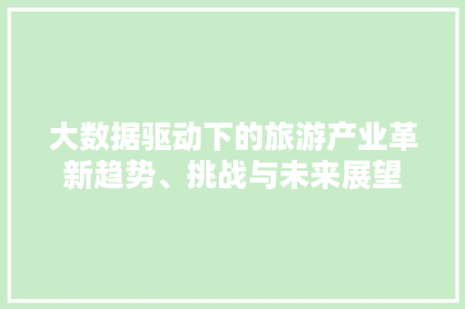 大数据驱动下的旅游产业革新趋势、挑战与未来展望