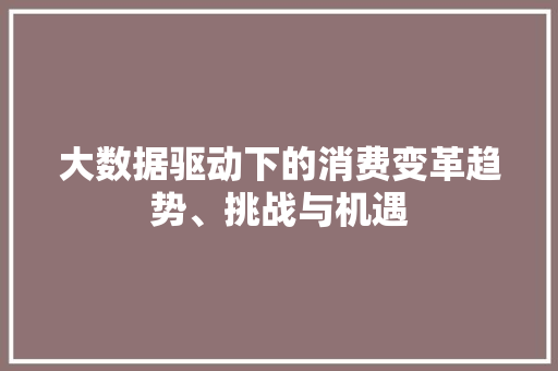 大数据驱动下的消费变革趋势、挑战与机遇