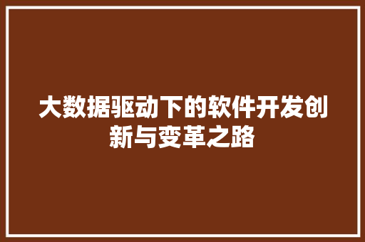 大数据驱动下的软件开发创新与变革之路