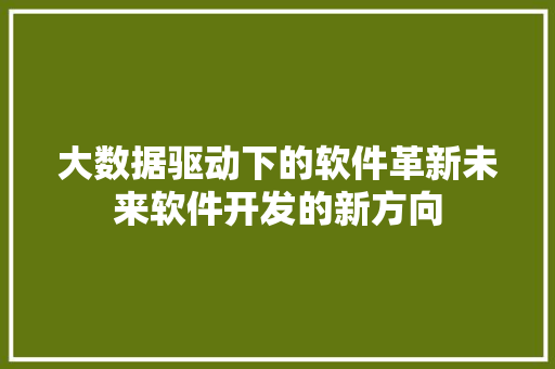 大数据驱动下的软件革新未来软件开发的新方向