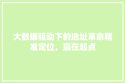 大数据驱动下的选址革命精准定位，赢在起点  第1张