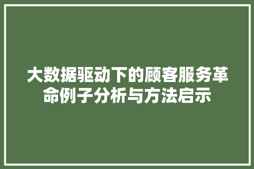 大数据驱动下的顾客服务革命例子分析与方法启示