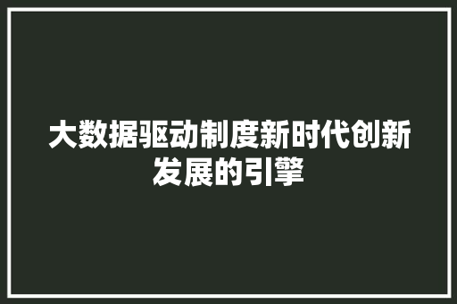 大数据驱动制度新时代创新发展的引擎