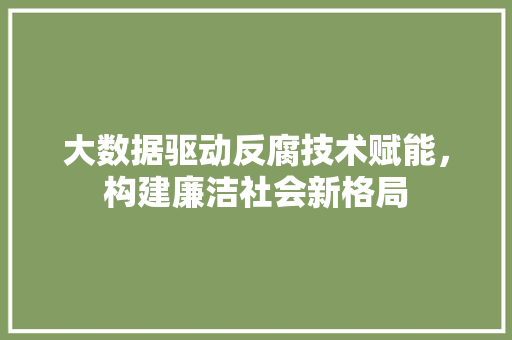大数据驱动反腐技术赋能，构建廉洁社会新格局