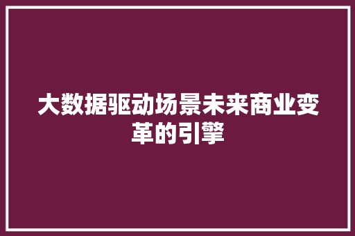 大数据驱动场景未来商业变革的引擎