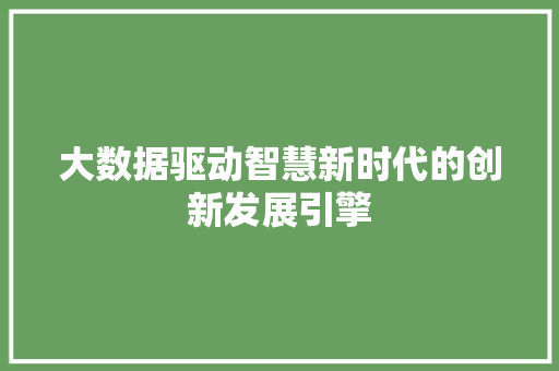 大数据驱动智慧新时代的创新发展引擎  第1张