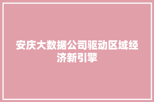 安庆大数据公司驱动区域经济新引擎