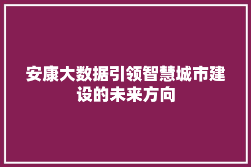 安康大数据引领智慧城市建设的未来方向  第1张