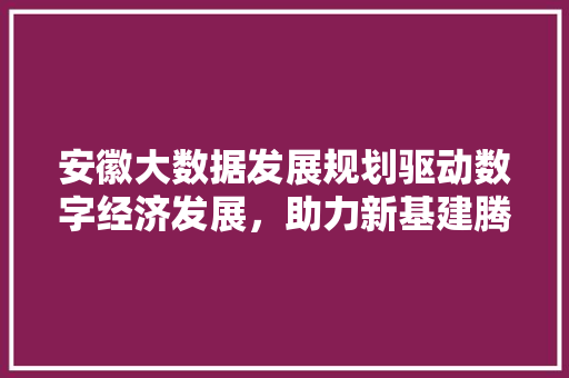 安徽大数据发展规划驱动数字经济发展，助力新基建腾飞  第1张