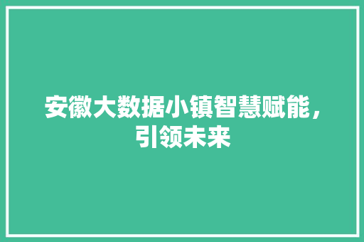 安徽大数据小镇智慧赋能，引领未来  第1张