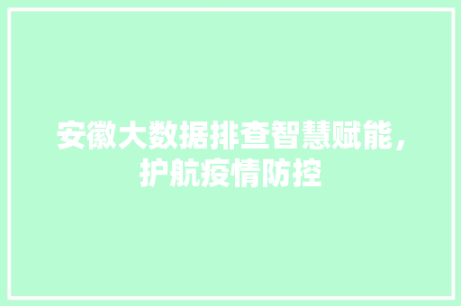 安徽大数据排查智慧赋能，护航疫情防控  第1张
