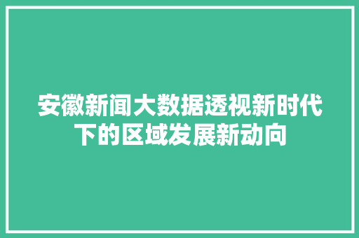 安徽新闻大数据透视新时代下的区域发展新动向