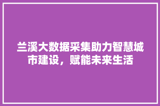 兰溪大数据采集助力智慧城市建设，赋能未来生活  第1张
