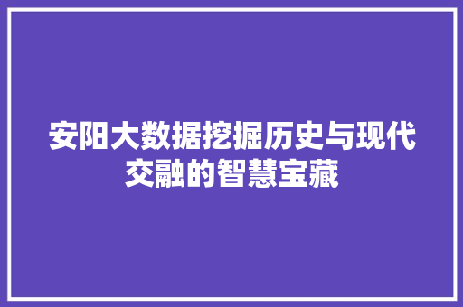 安阳大数据挖掘历史与现代交融的智慧宝藏