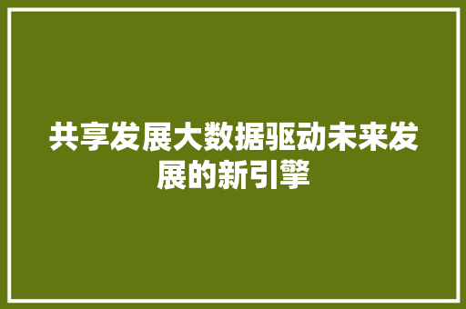 共享发展大数据驱动未来发展的新引擎  第1张