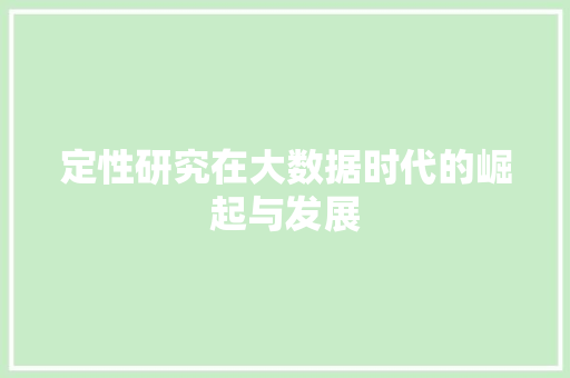 定性研究在大数据时代的崛起与发展