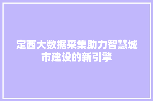 定西大数据采集助力智慧城市建设的新引擎  第1张