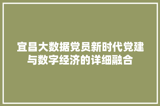 宜昌大数据党员新时代党建与数字经济的详细融合