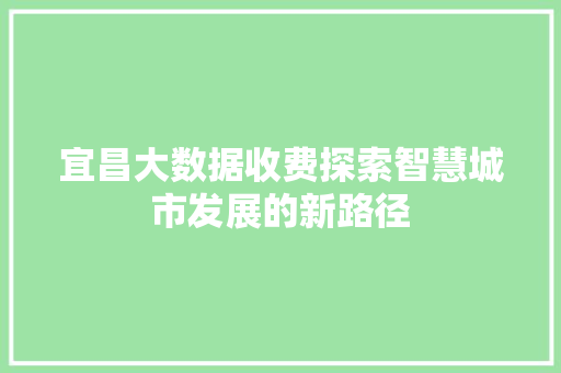 宜昌大数据收费探索智慧城市发展的新路径  第1张