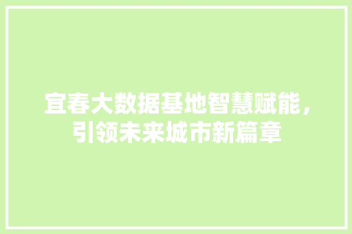 宜春大数据基地智慧赋能，引领未来城市新篇章  第1张