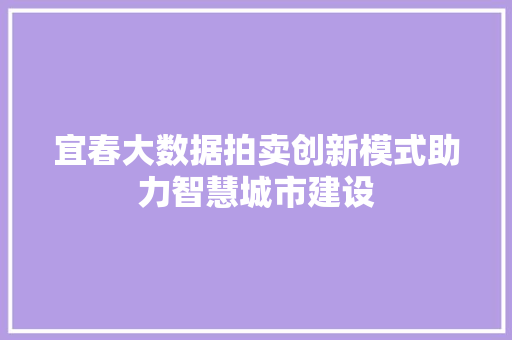 宜春大数据拍卖创新模式助力智慧城市建设