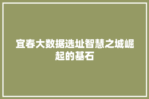 宜春大数据选址智慧之城崛起的基石