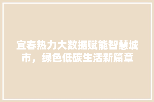 宜春热力大数据赋能智慧城市，绿色低碳生活新篇章
