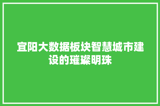 宜阳大数据板块智慧城市建设的璀璨明珠