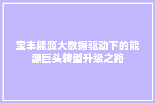 宝丰能源大数据驱动下的能源巨头转型升级之路  第1张