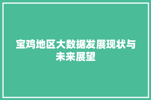宝鸡地区大数据发展现状与未来展望  第1张