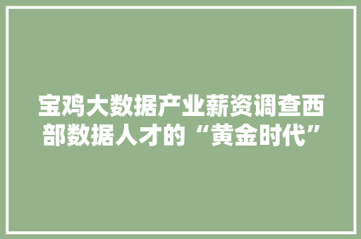 宝鸡大数据产业薪资调查西部数据人才的“黄金时代”  第1张