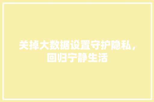 关掉大数据设置守护隐私，回归宁静生活